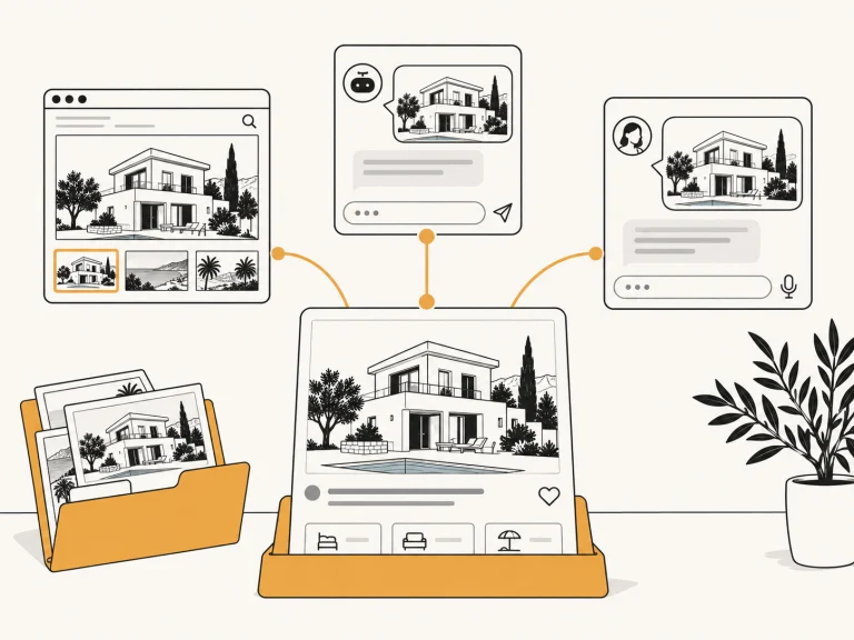 One property from an agency catalogue appearing in several new discovery channels